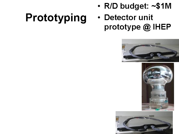 Prototyping • R/D budget: ~$1 M • Detector unit prototype @ IHEP 