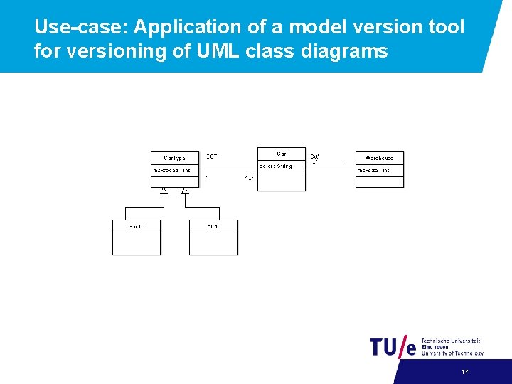 Use-case: Application of a model version tool for versioning of UML class diagrams 17
