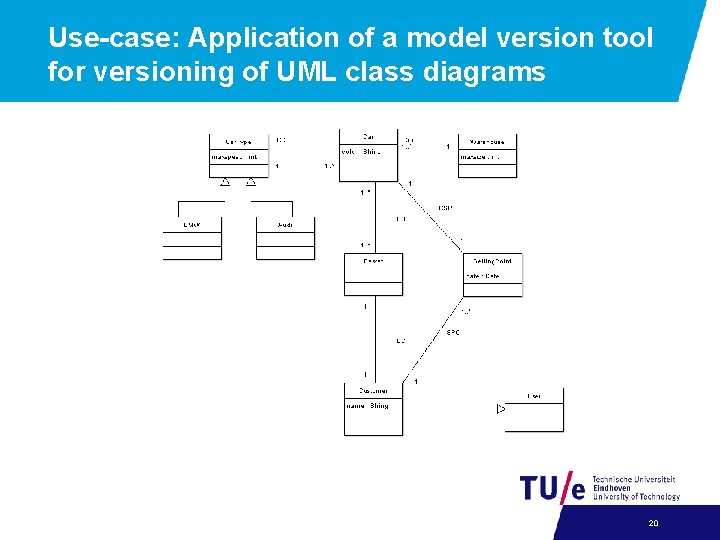 Use-case: Application of a model version tool for versioning of UML class diagrams 20