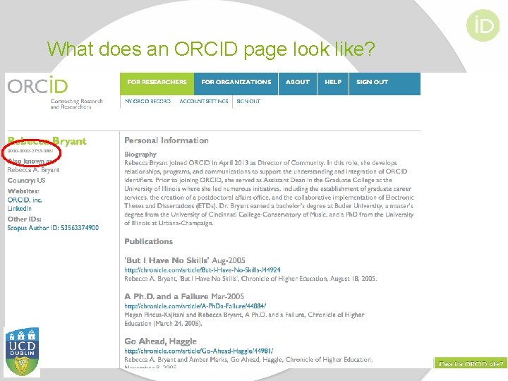 What does an ORCID page look like? 