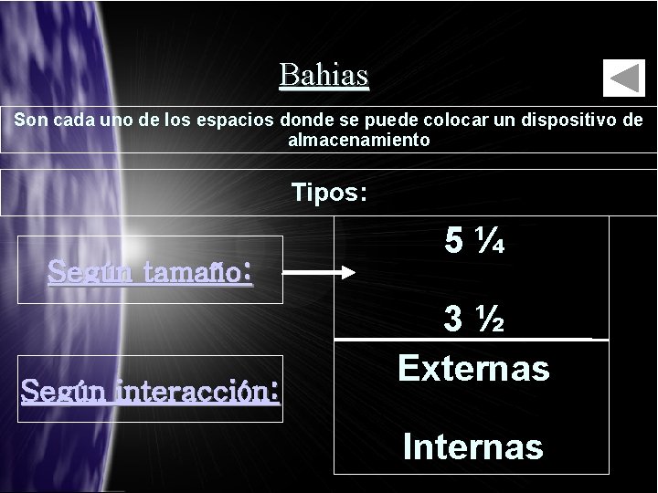 Bahias Son cada uno de los espacios donde se puede colocar un dispositivo de