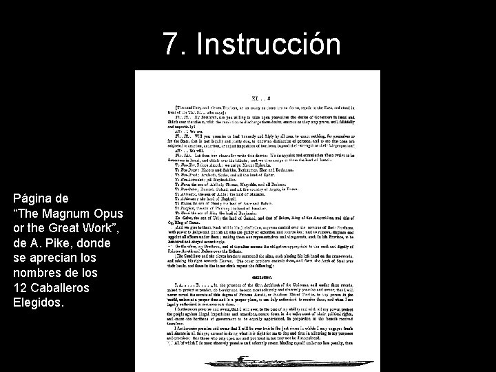 7. Instrucción Página de “The Magnum Opus or the Great Work”, de A. Pike,