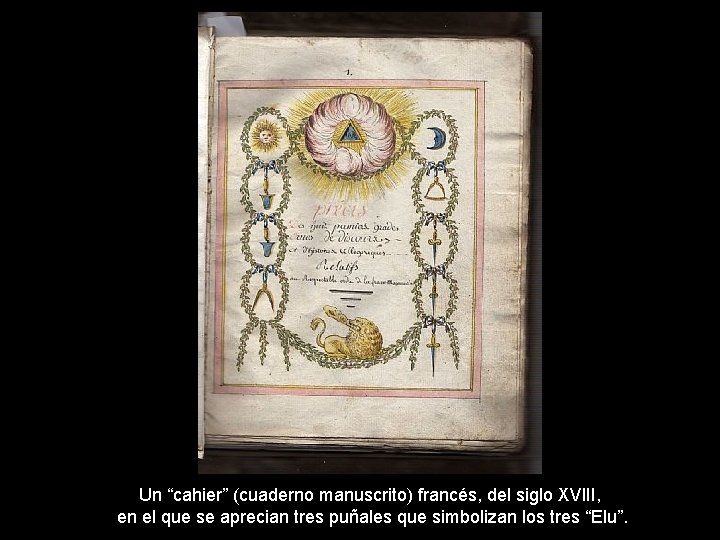 Un “cahier” (cuaderno manuscrito) francés, del siglo XVIII, en el que se aprecian tres