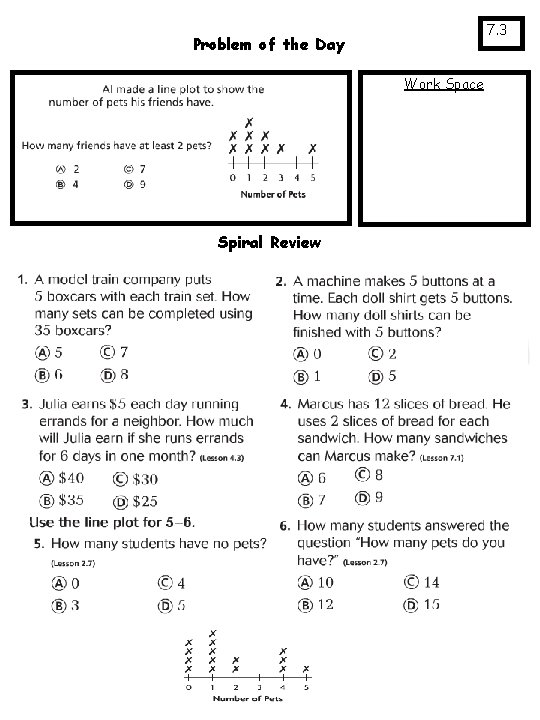 7. 3 Problem of the Day Work Space Spiral Review 