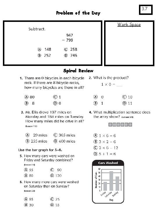 3. 7 Problem of the Day Work Space Spiral Review 