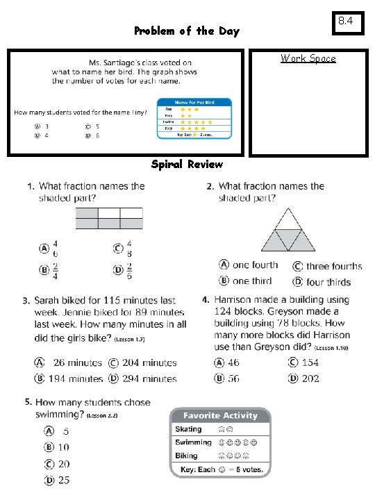 8. 4 Problem of the Day Work Space Spiral Review 