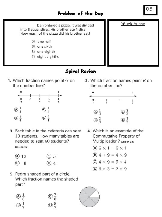 8. 5 Problem of the Day Work Space Spiral Review 