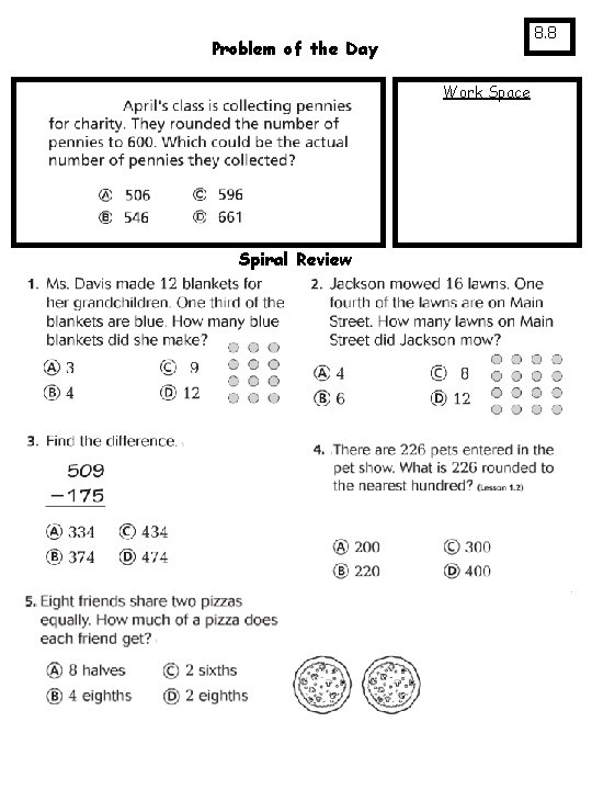 8. 8 Problem of the Day Work Space Spiral Review 