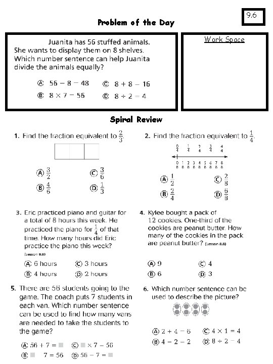 9. 6 Problem of the Day Work Space Spiral Review 