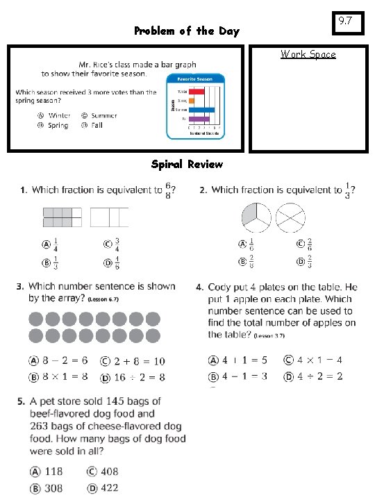 9. 7 Problem of the Day Work Space Spiral Review 