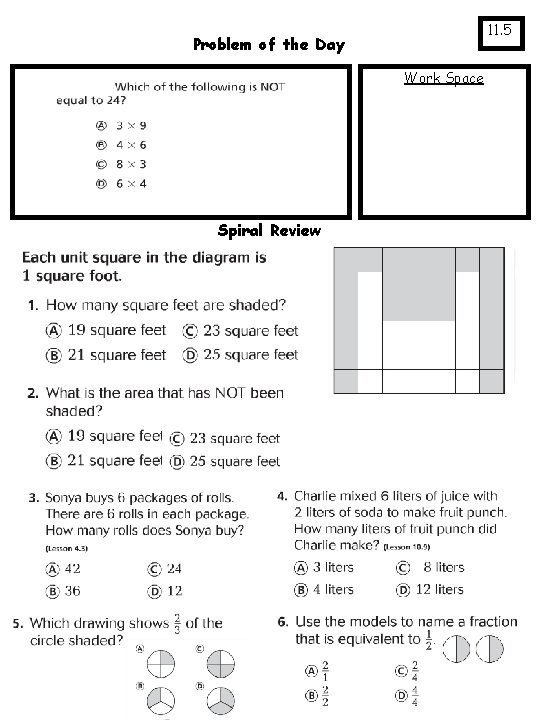 11. 5 Problem of the Day Work Space Spiral Review 