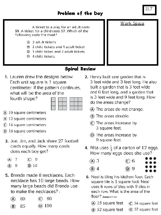 11. 7 Problem of the Day Work Space Spiral Review 