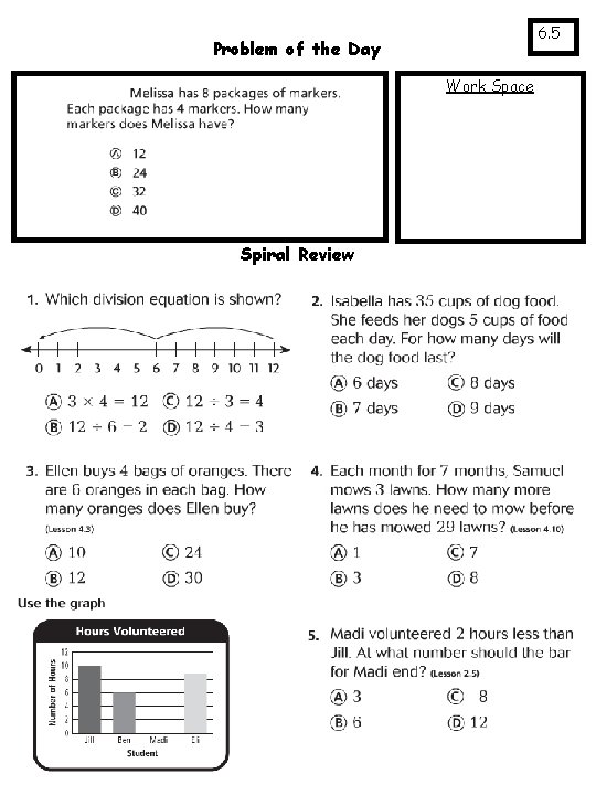 6. 5 Problem of the Day Work Space Spiral Review 