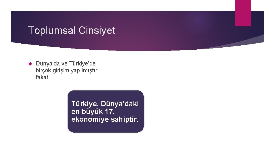 Toplumsal Cinsiyet Dünya’da ve Türkiye’de birçok girişim yapılmıştır fakat… Toplumsal Türkiye, Cinsiyet. Dünya’daki Ayrımı