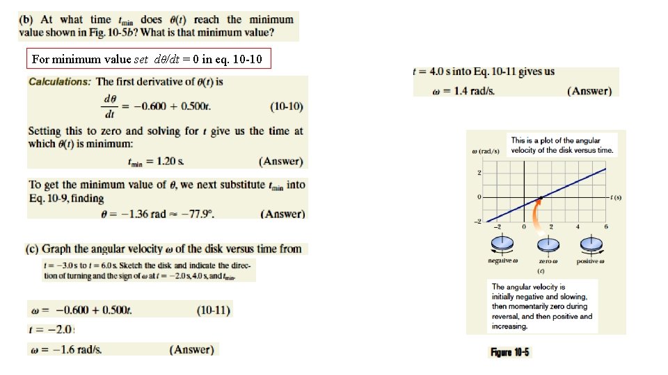 For minimum value set dθ/dt = 0 in eq. 10 -10 