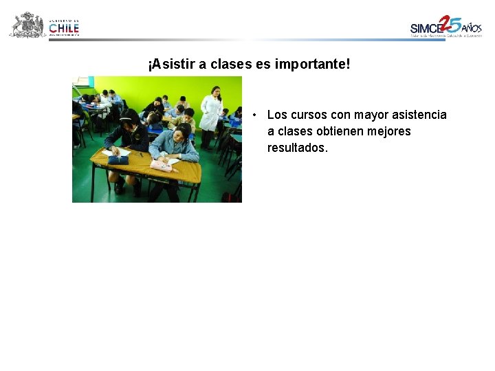 ¡Asistir a clases es importante! • Los cursos con mayor asistencia a clases obtienen