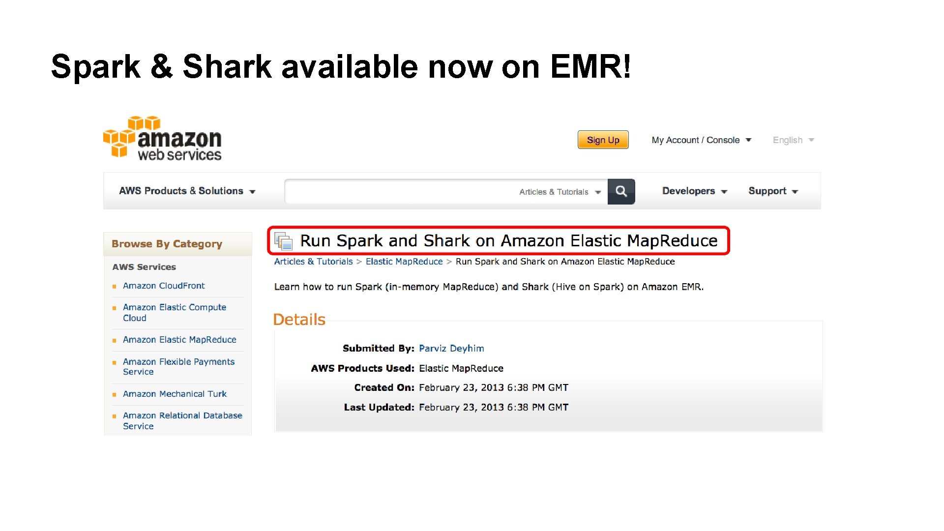 Spark & Shark available now on EMR! 