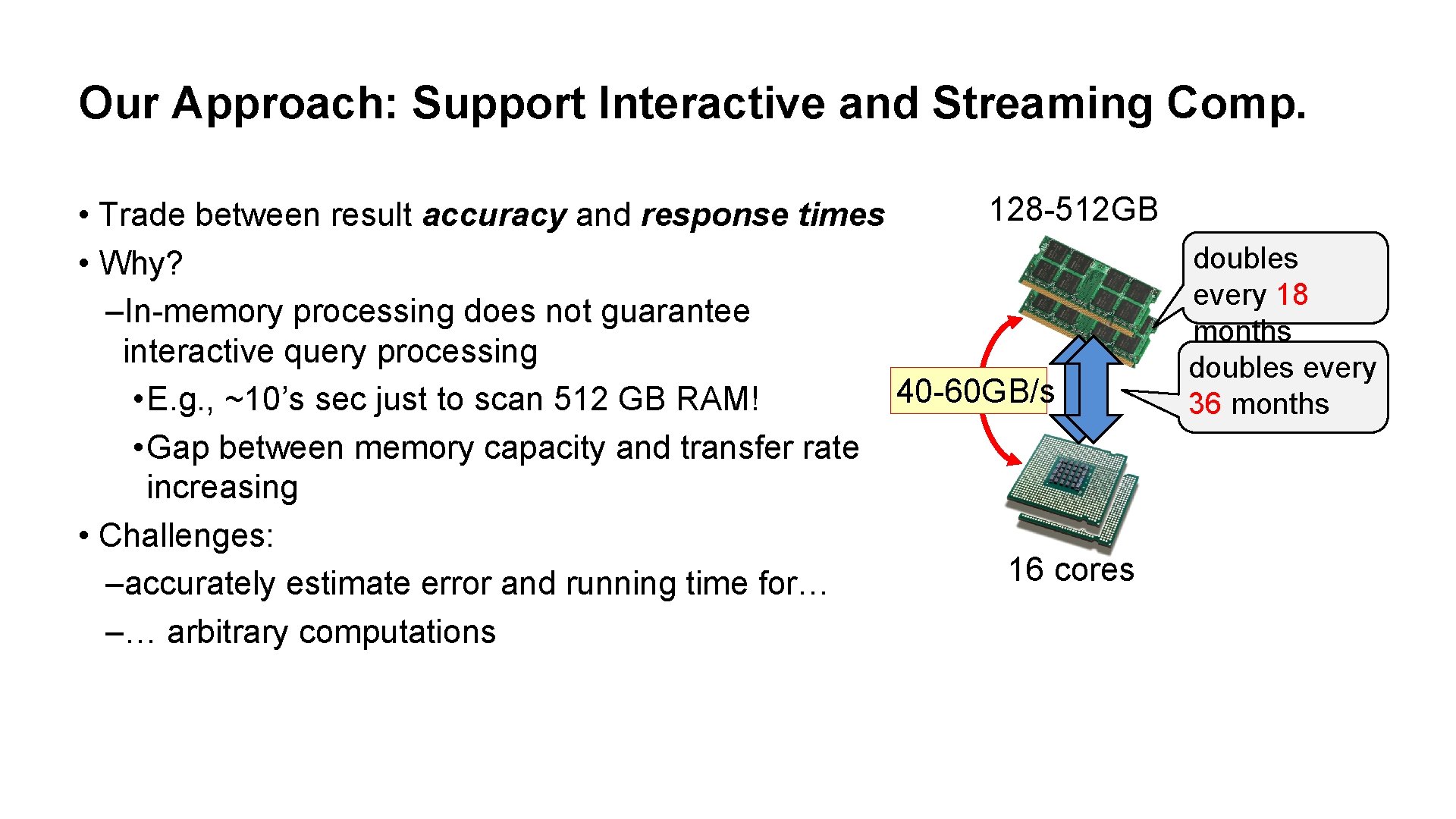 Our Approach: Support Interactive and Streaming Comp. 128 -512 GB • Trade between result