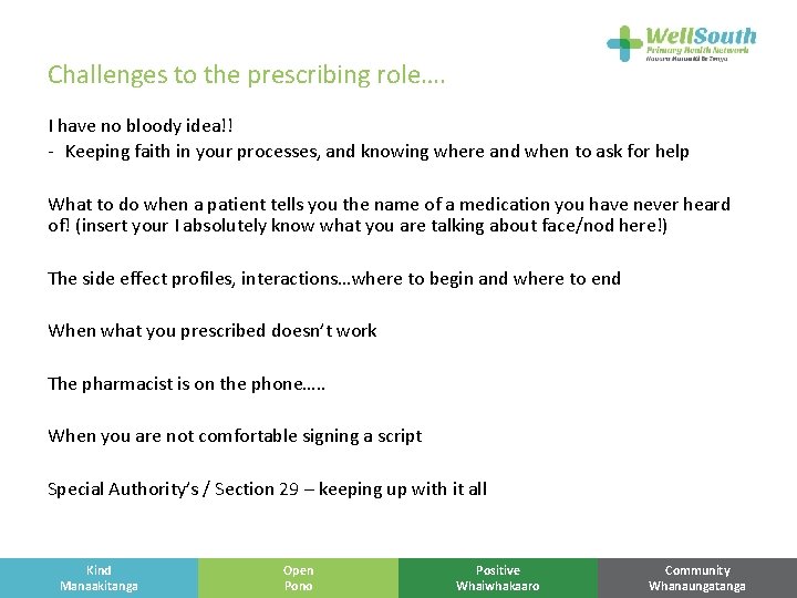 Challenges to the prescribing role…. I have no bloody idea!! - Keeping faith in