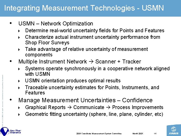 Integrating Measurement Technologies - USMN • USMN – Network Optimization Determine real-world uncertainty fields