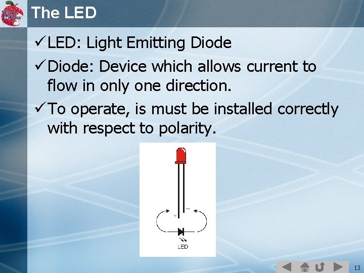 The LED ü LED: Light Emitting Diode ü Diode: Device which allows current to