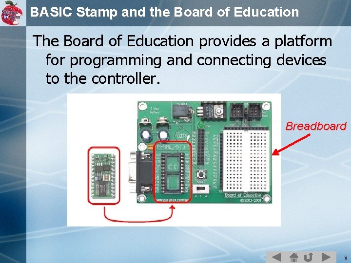BASIC Stamp and the Board of Education The Board of Education provides a platform