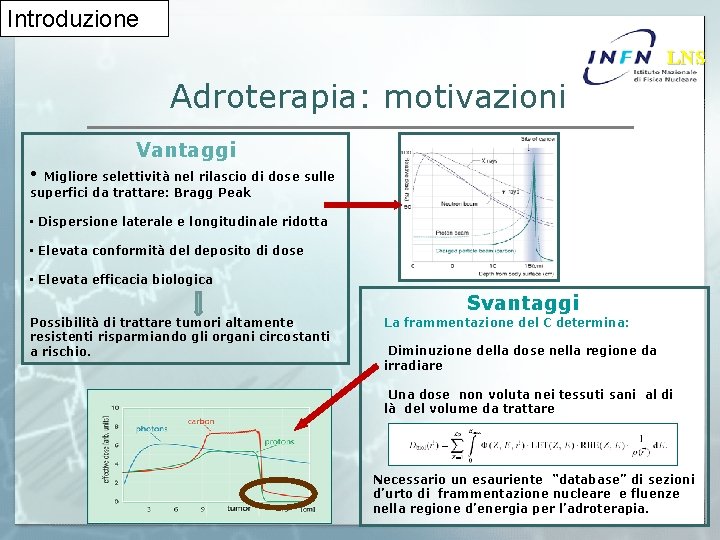 Introduzione LNS Adroterapia: motivazioni Vantaggi • Migliore selettività nel rilascio di dose sulle superfici