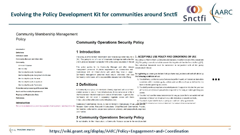 Evolving the Policy Development Kit for communities around Snctfi … https: //aarc-project. eu https: