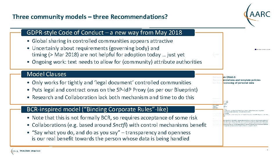 Three community models – three Recommendations? GDPR-style Code of Conduct – a new way
