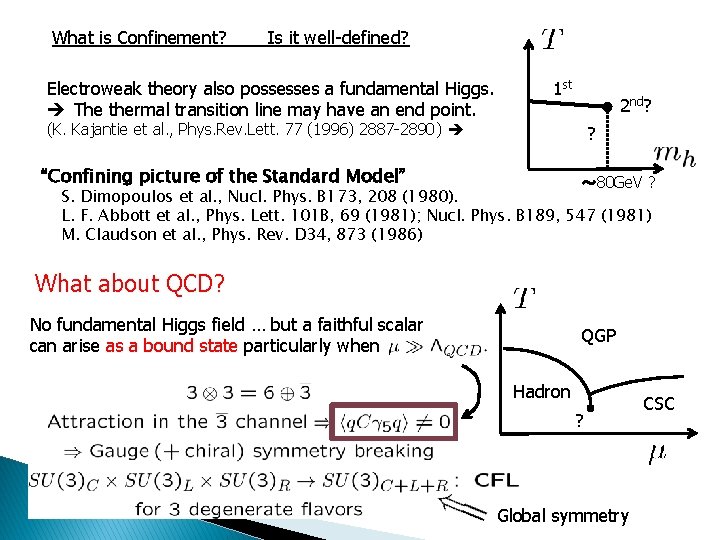 What is Confinement? Is it well-defined? Electroweak theory also possesses a fundamental Higgs. The