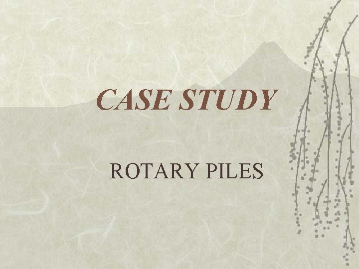 CASE STUDY ROTARY PILES 