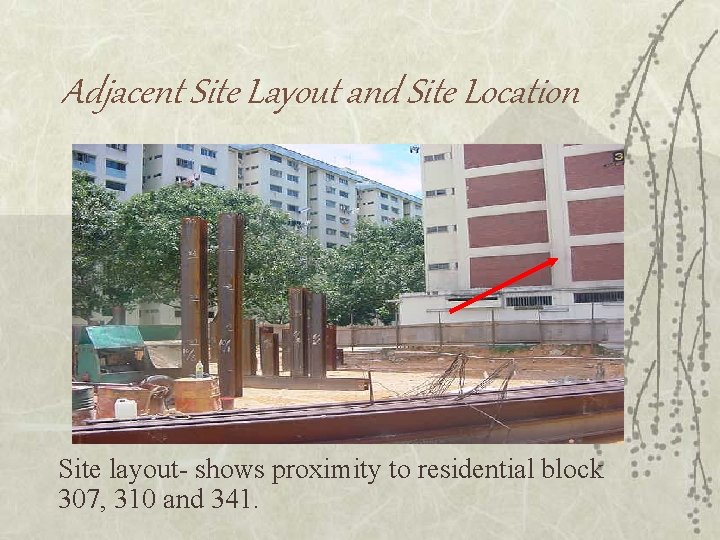 Adjacent Site Layout and Site Location Site layout- shows proximity to residential block 307,