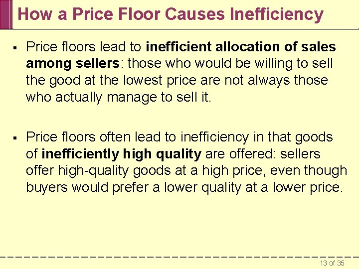 How a Price Floor Causes Inefficiency § Price floors lead to inefficient allocation of