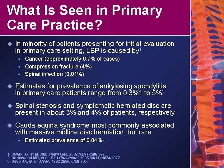 What Is Seen in Primary Care Practice? u In minority of patients presenting for