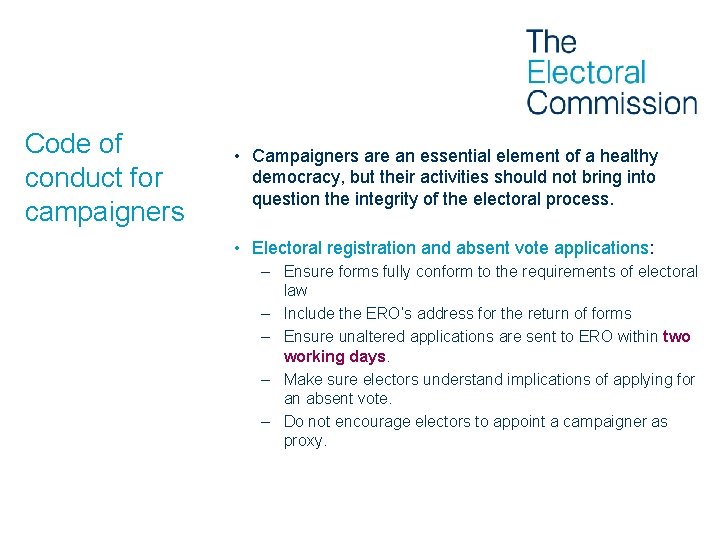 Code of conduct for campaigners • Campaigners are an essential element of a healthy