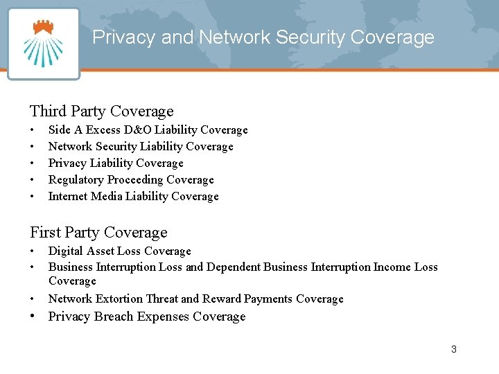 Privacy and Network Security Coverage Third Party Coverage • • • Side A Excess
