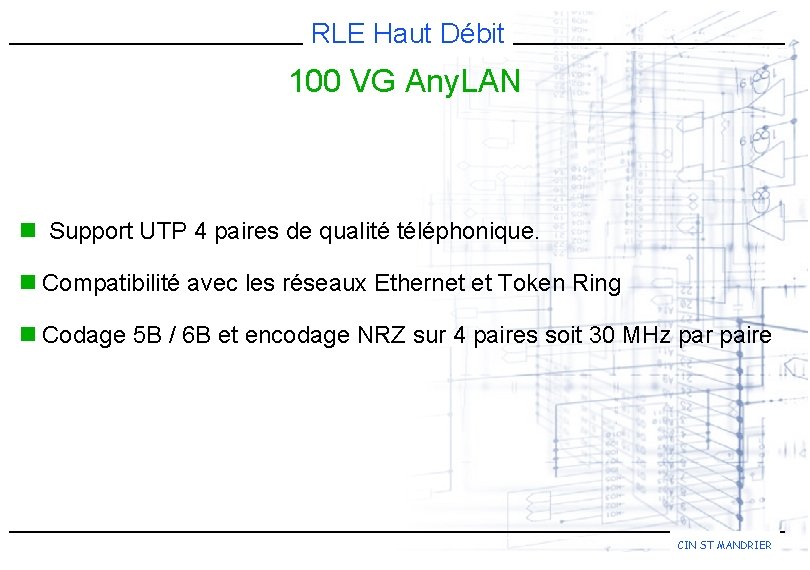 RLE Haut Débit 100 VG Any. LAN n Support UTP 4 paires de qualité