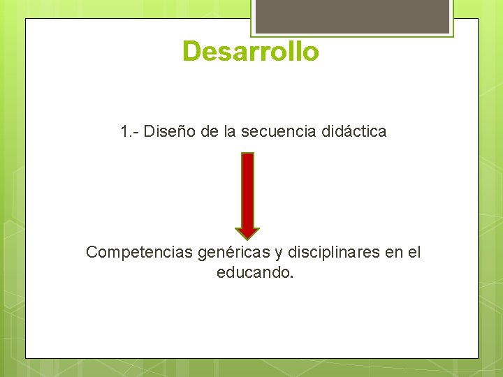 Desarrollo 1. - Diseño de la secuencia didáctica Competencias genéricas y disciplinares en el