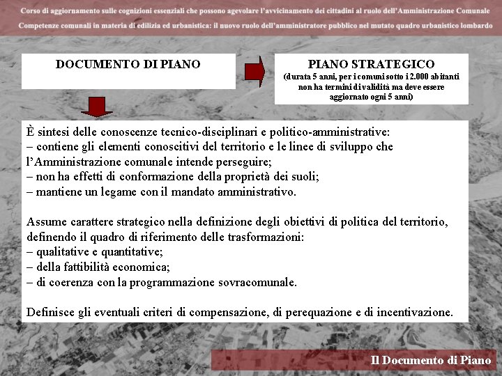 DOCUMENTO DI PIANO STRATEGICO (durata 5 anni, per i comuni sotto i 2. 000