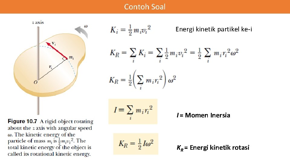 Contoh Soal Energi kinetik partikel ke-i I = Momen Inersia KR = Energi kinetik