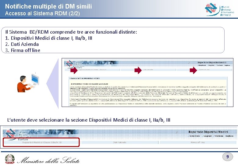 Notifiche multiple di DM simili Accesso al Sistema RDM (2/2) Il Sistema BD/RDM comprende