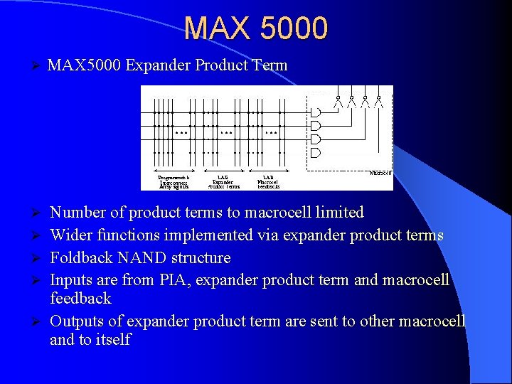 MAX 5000 Ø MAX 5000 Expander Product Term Ø Number of product terms to MAX 5000 Ø MAX 5000 Expander Product Term Ø Number of product terms to