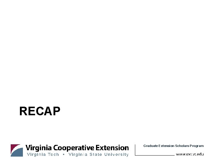 RECAP Graduate Extension Scholars Program 