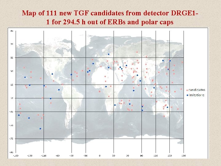 Map of 111 new TGF candidates from detector DRGE 11 for 294. 5 h
