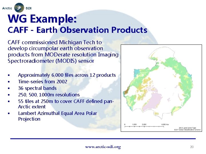 WG Example: CAFF - Earth Observation Products CAFF commissioned Michigan Tech to develop circumpolar