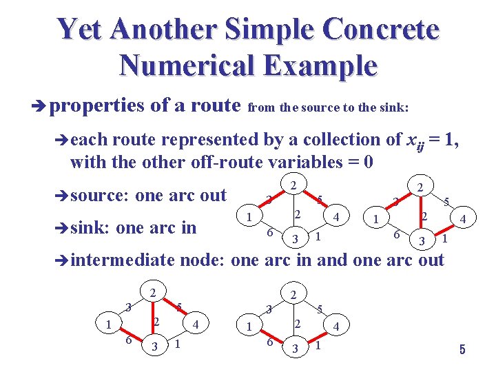 Yet Another Simple Concrete Numerical Example è properties of a route from the source
