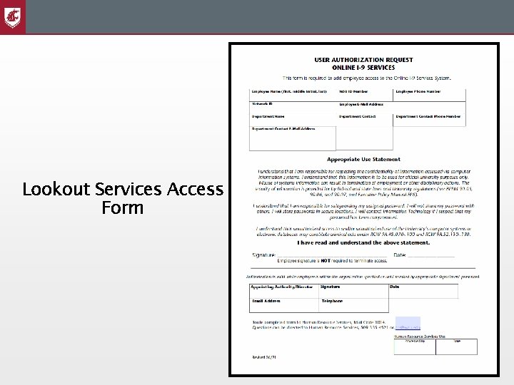 Lookout Services Access Form 