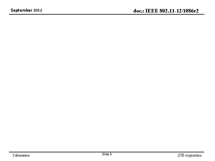 September 2012 Submission doc. : IEEE 802. 11 -12/1086 r 2 Slide 3 ZTE