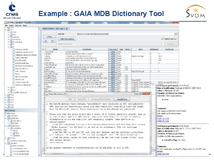 Example : GAIA MDB Dictionary Tool 