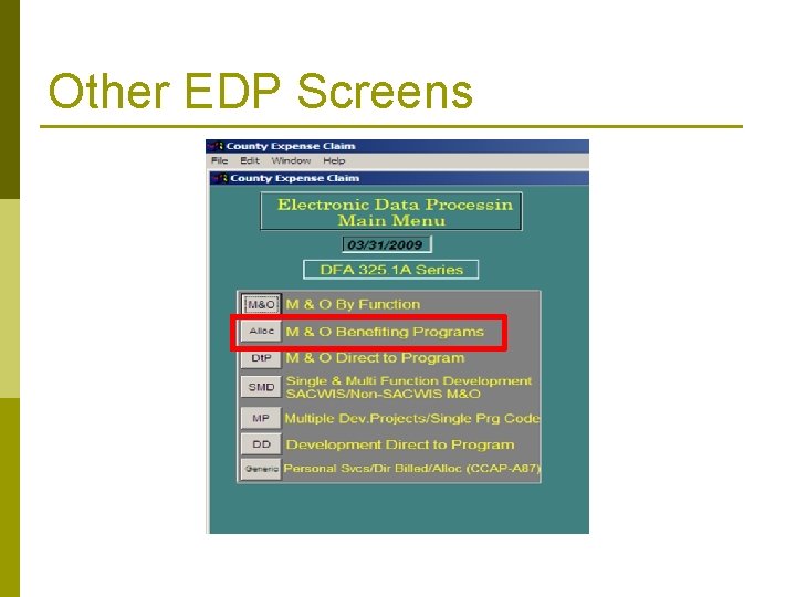 Other EDP Screens 